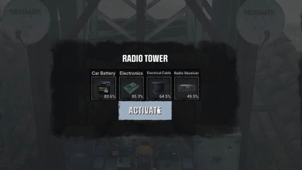 Radio Tower repairing materials in HumanitZ.