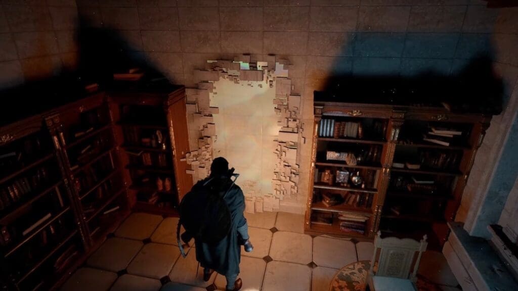 Jumping through the Abyss Gate in the Alchemist's Chamber.